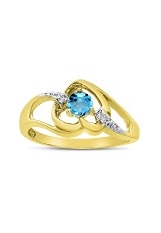 handsome 14k gold diamond heart blue topaz gemstone baby birthstone ring